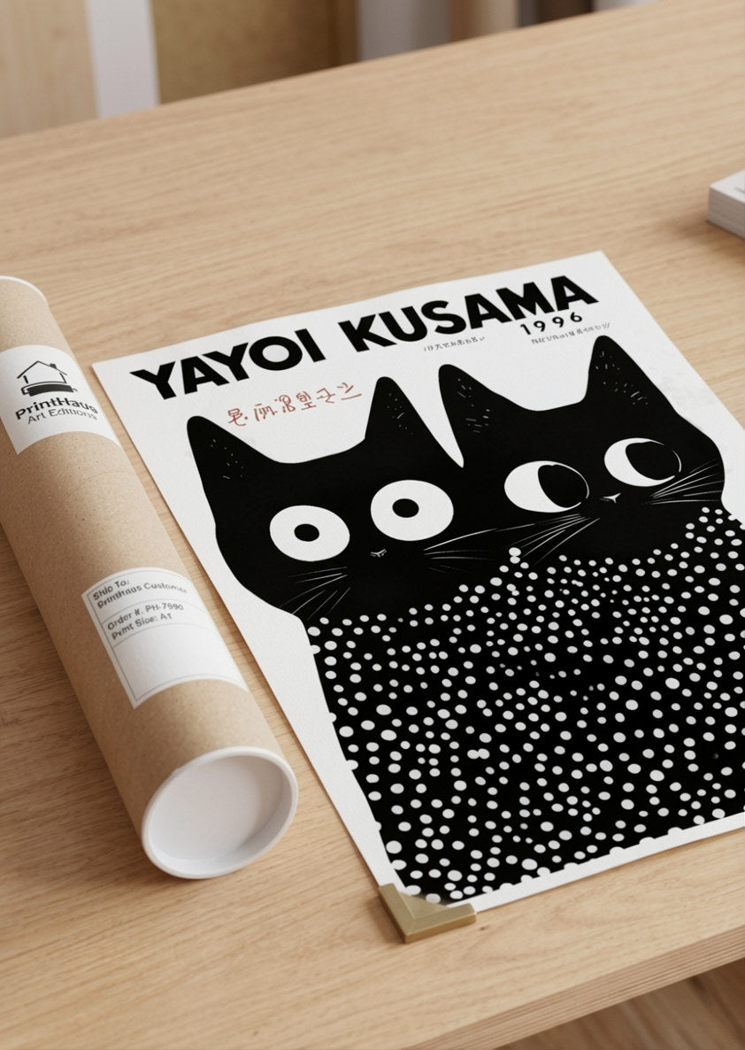 Yayoi Kusama Cat Print Poster (1996) – Polka Dot Art Wall Decor