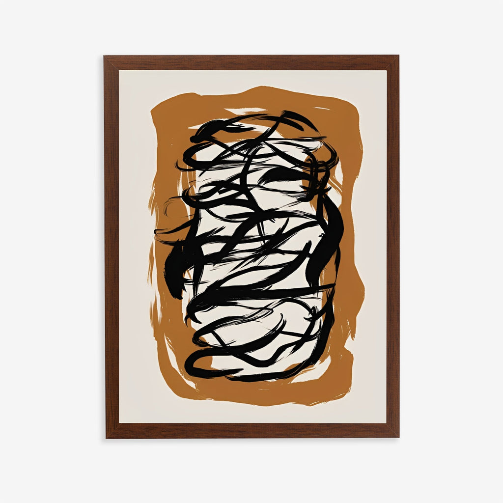 Black Abstract Brush Stroke Wall Art Print