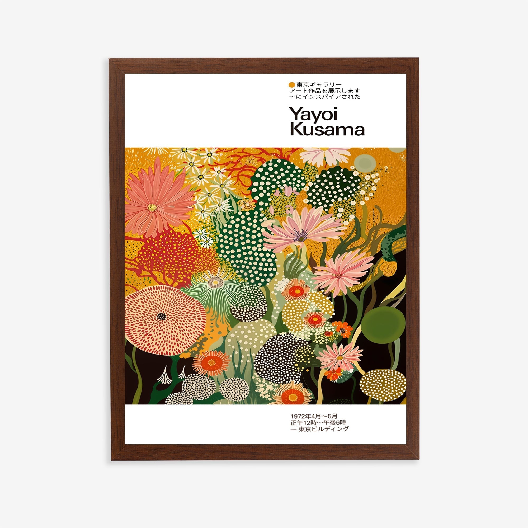 Yayoi kusama inspired floral polka dot poster print