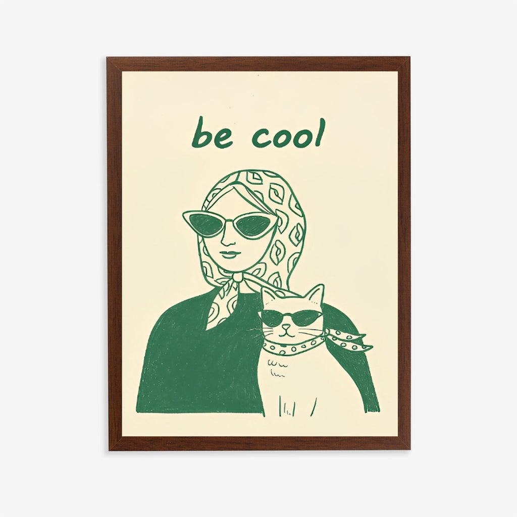 Aesthetic woman and cat poster minimalist print