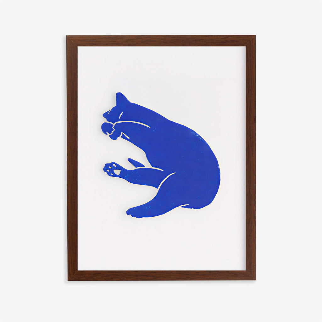 Minimalist blue cat wall art print