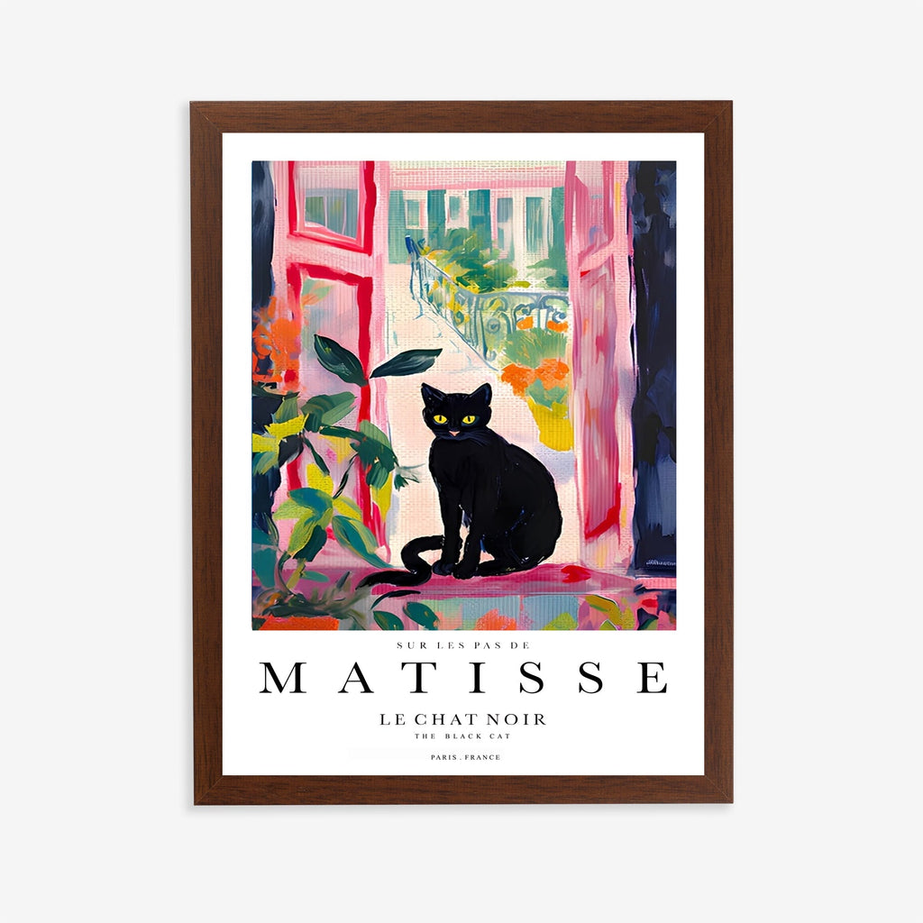 Matisse inspired black cat art print