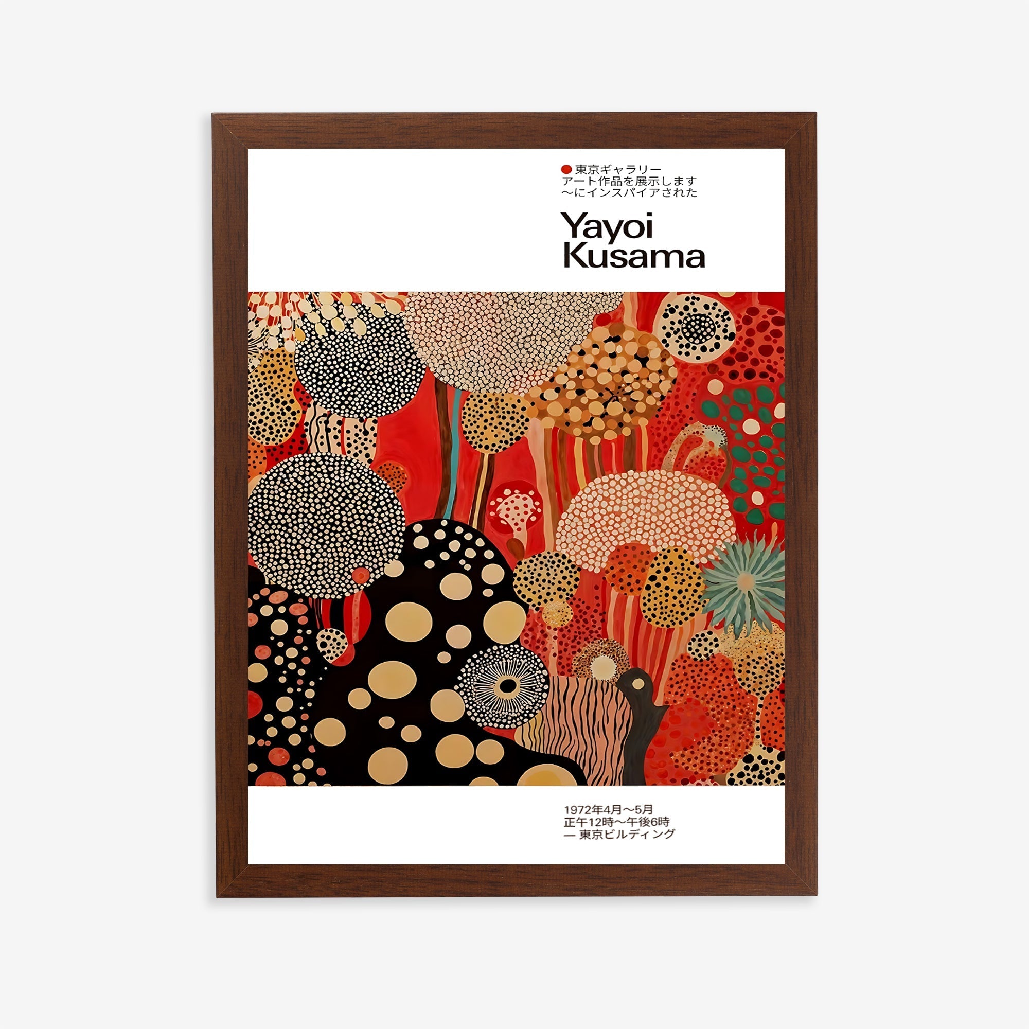 kusama style polka dot poster red and black