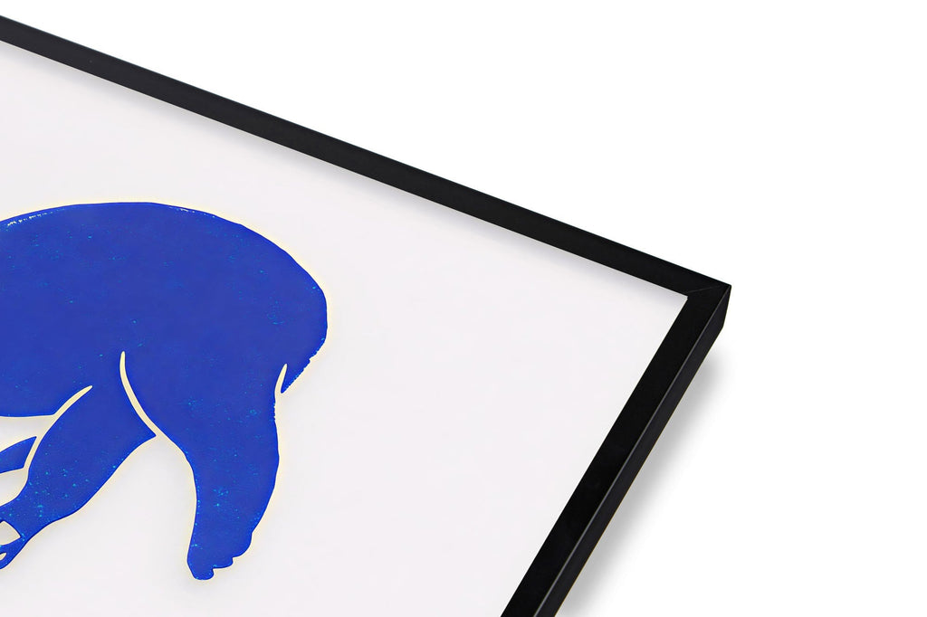 Minimalist blue cat wall art print