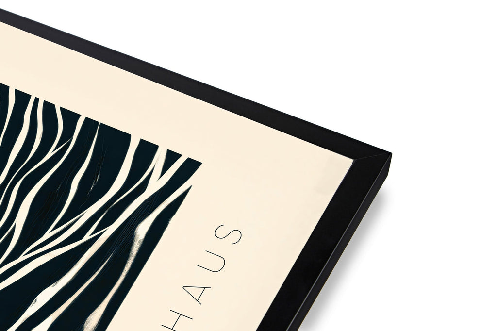 Bauhaus sun and waves abstract poster