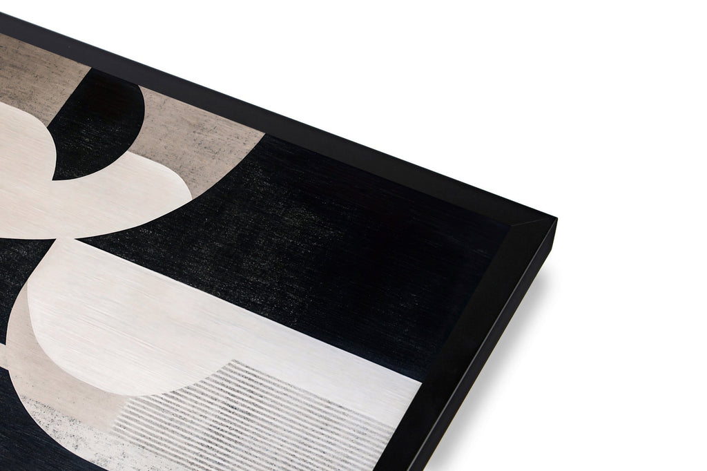 Abstract geometric wall art print in black and beige