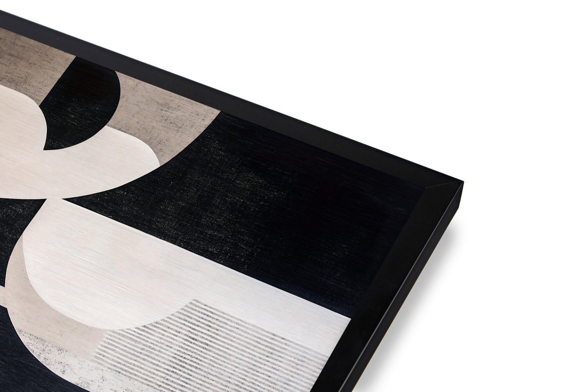 Abstract geometric wall art print in black and beige