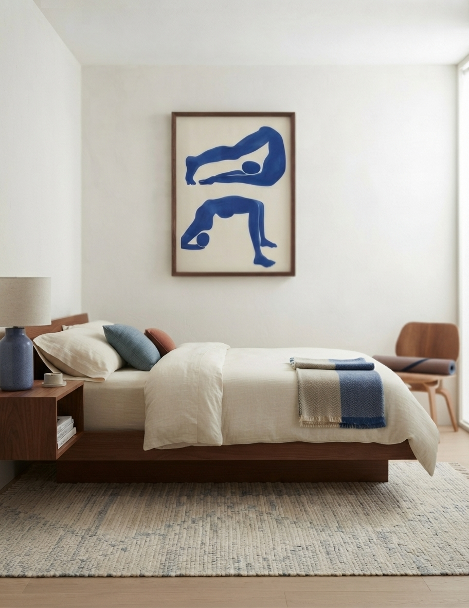 Contemporary Blue Abstract Figurative Wall Art Poster