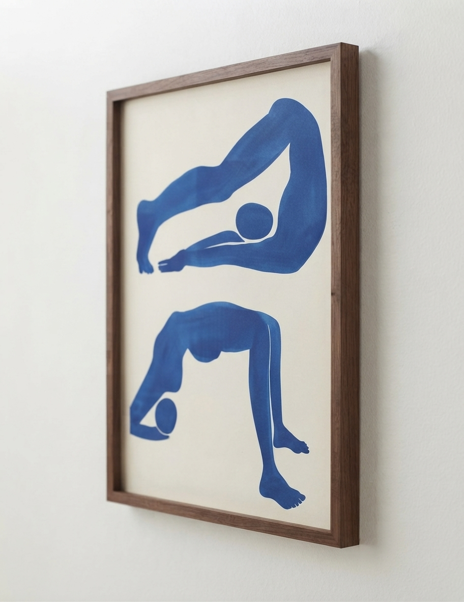 Contemporary Blue Abstract Figurative Wall Art Poster