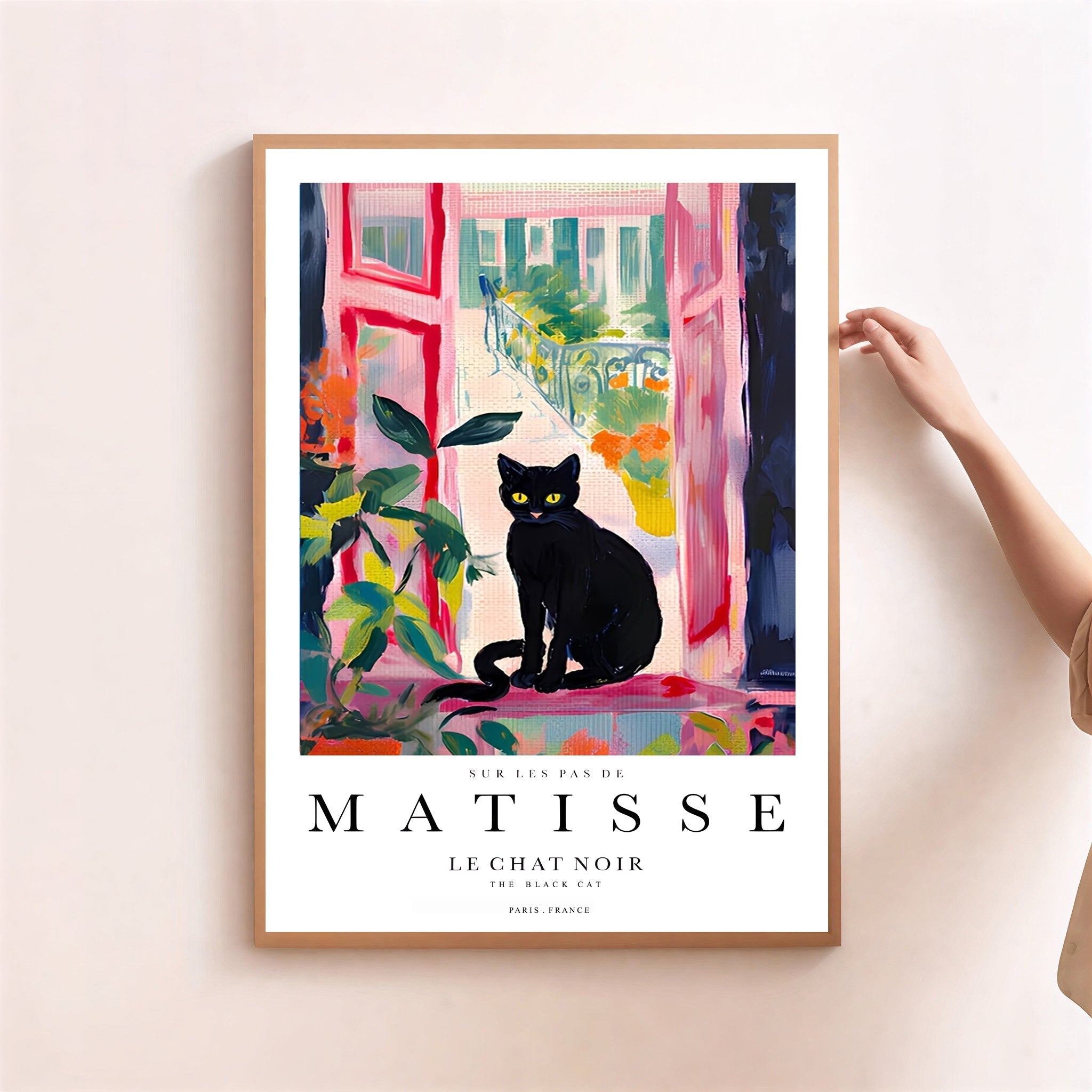 Matisse inspired black cat art print