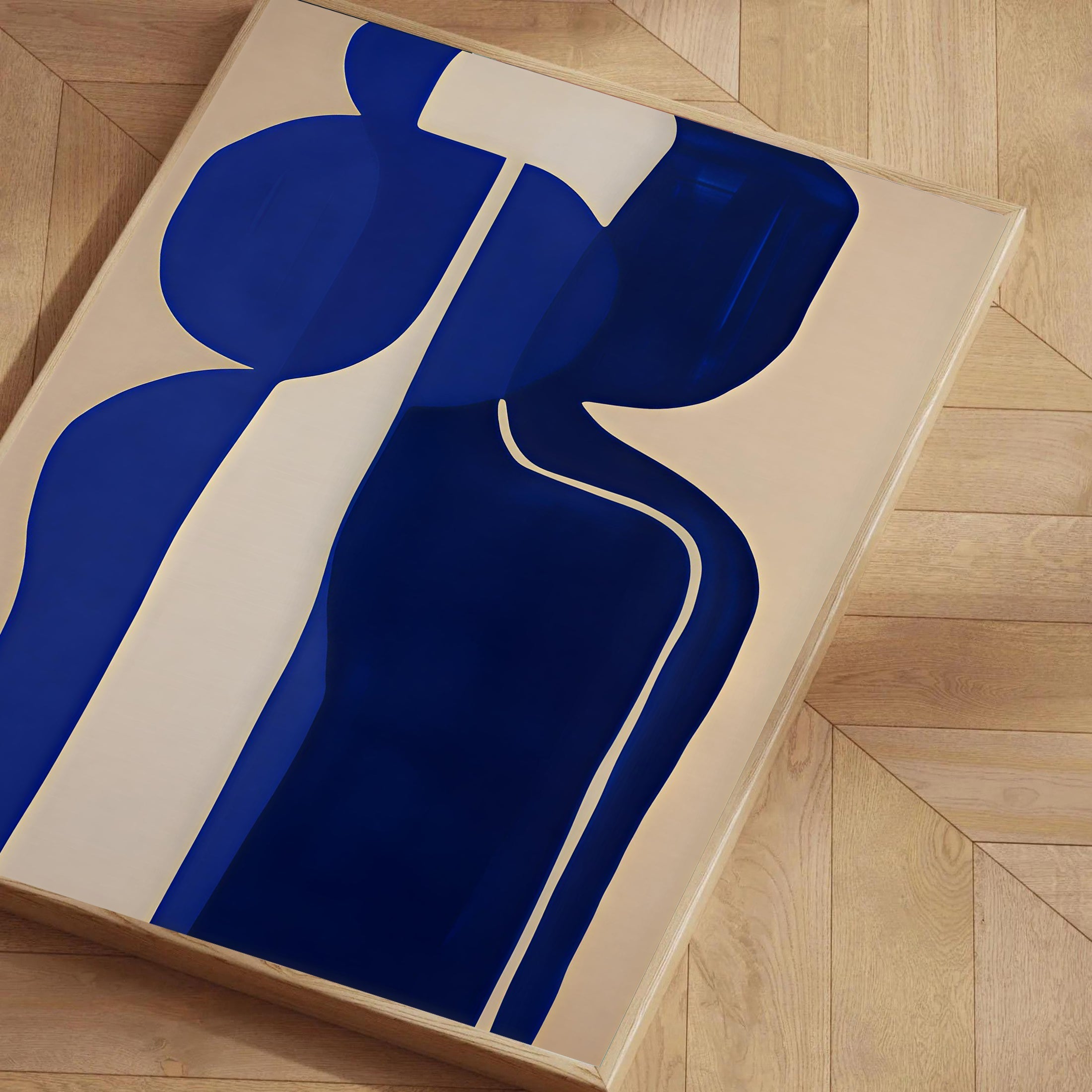 Minimalist blue abstract figure art print