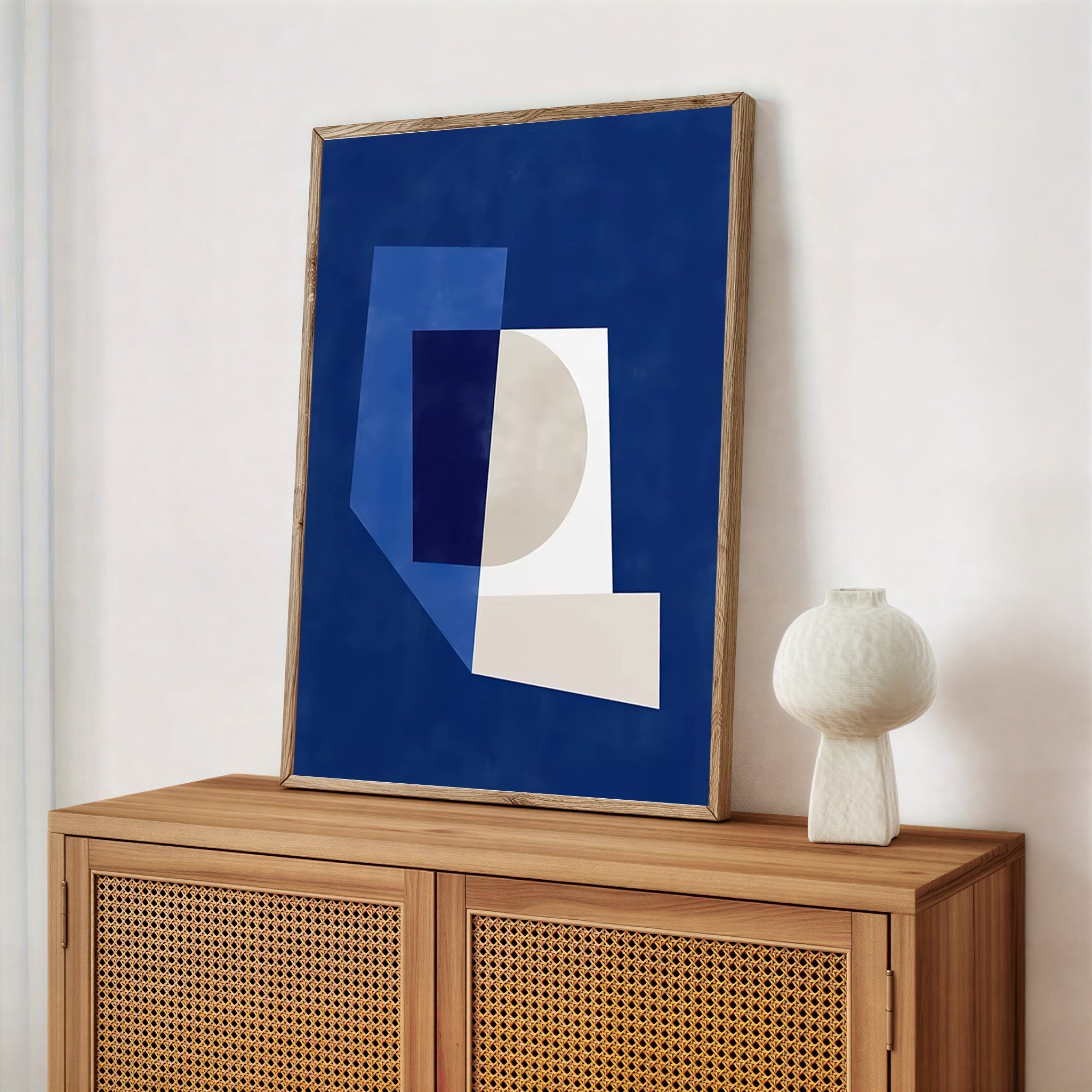 Blue abstract geometric wall art print