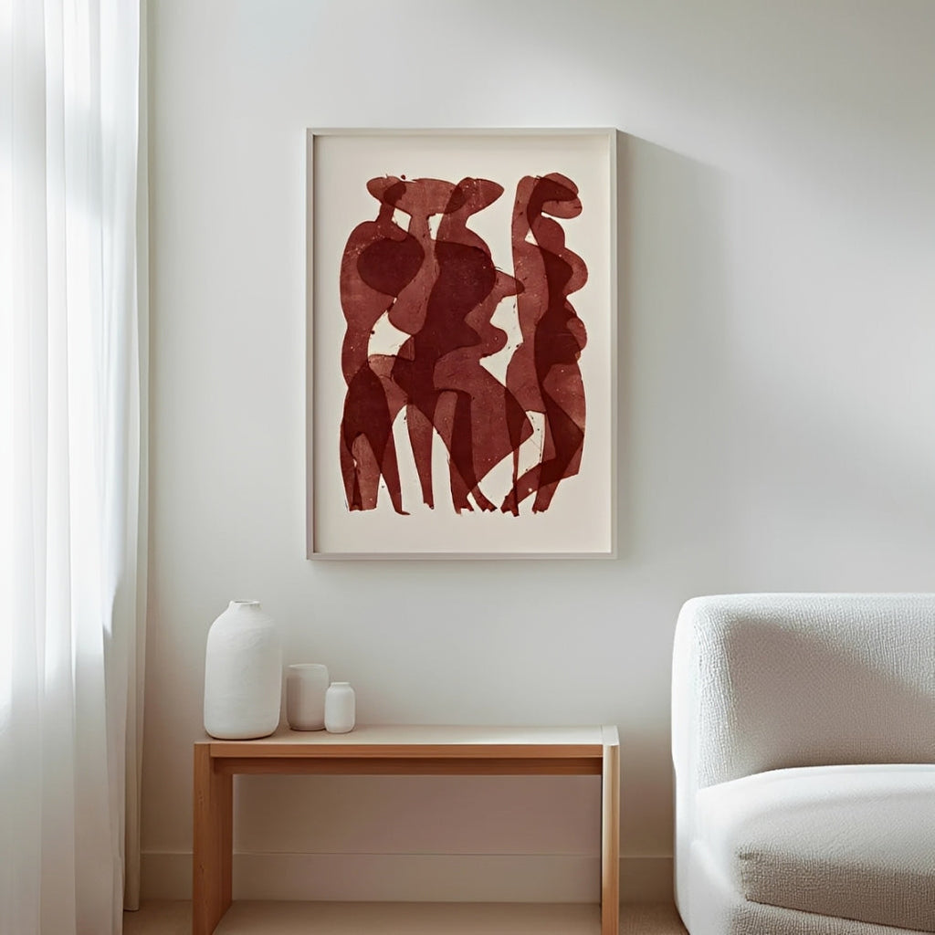 Red Tones Abstract Figurative Art Print