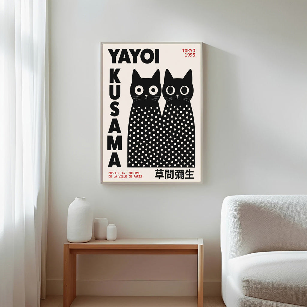 Yayoi Kusama Inspired Black Cat Poster