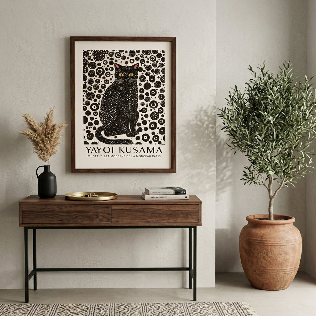 Minimalist Black Cat Art Print