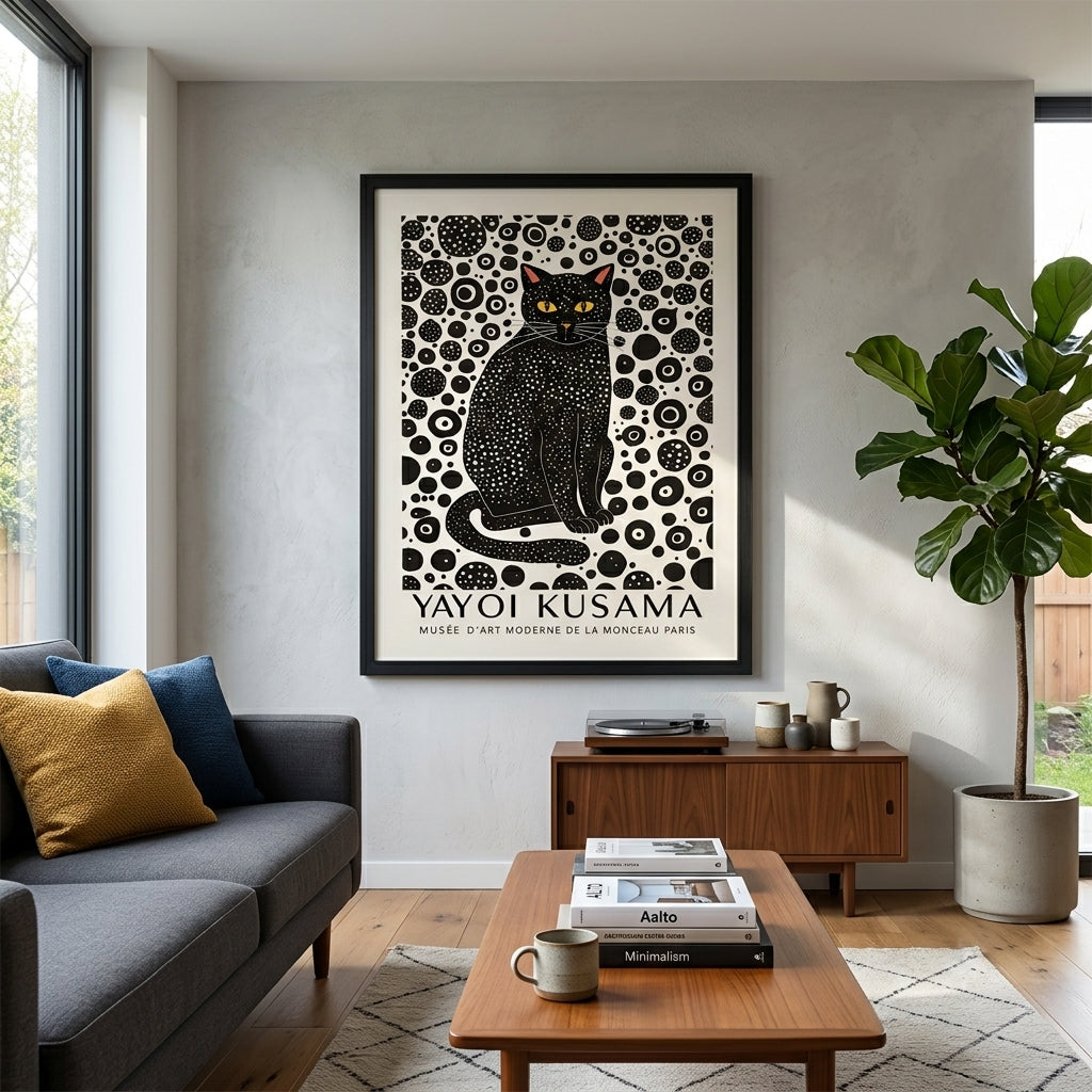 Minimalist Black Cat Art Print