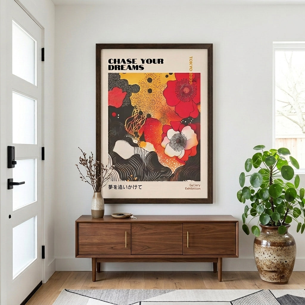 Japanese Graphic Poppy Art Print