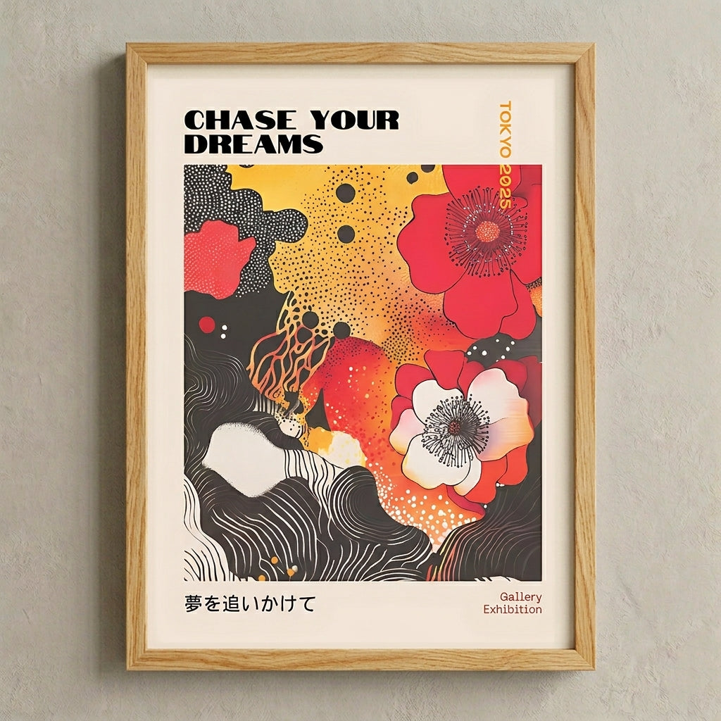 Japanese Graphic Poppy Art Print