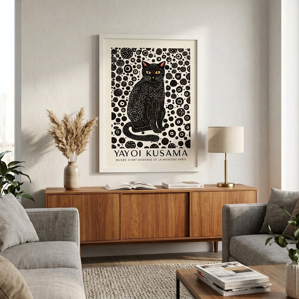 Minimalist Black Cat Art Print
