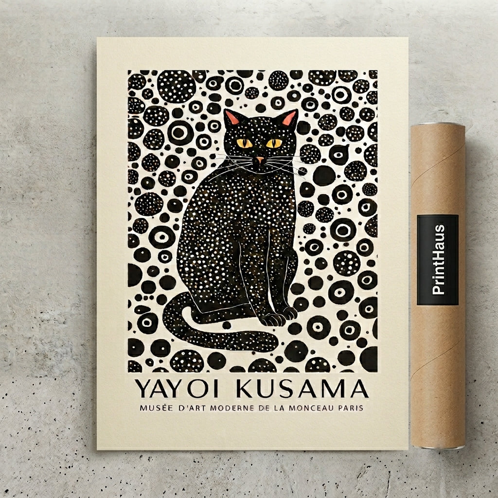 Minimalist Black Cat Art Print