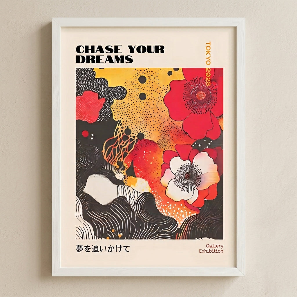 Japanese Graphic Poppy Art Print