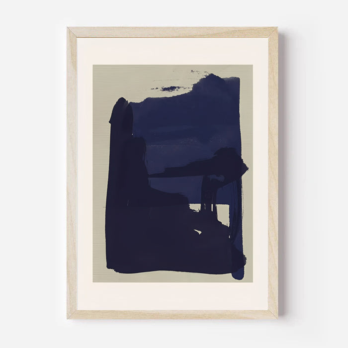 Minimalist Navy Blue Abstract Wall Art Print
