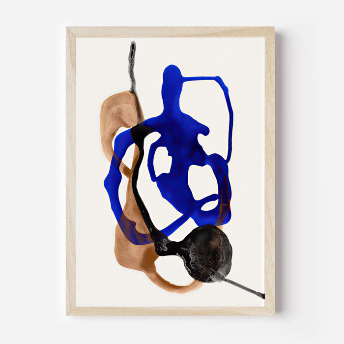 Modern abstract wall art print blue and neutral