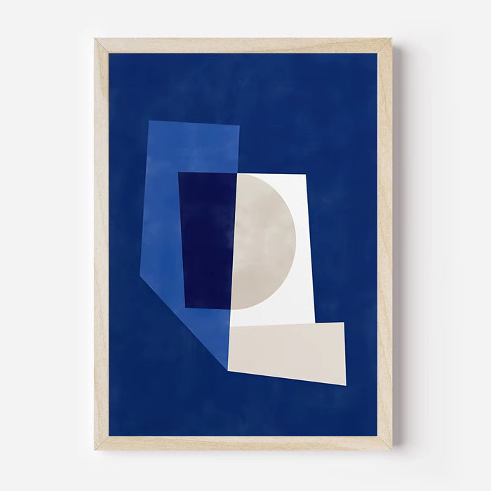 Blue abstract geometric wall art print