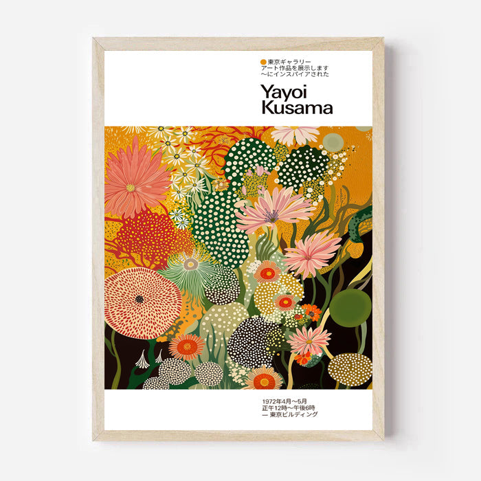 Yayoi kusama inspired floral polka dot poster print