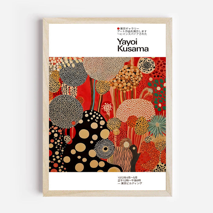 kusama style polka dot poster red and black