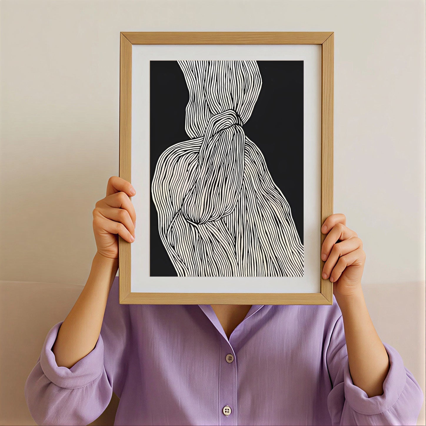 Abstract black and white wall art print