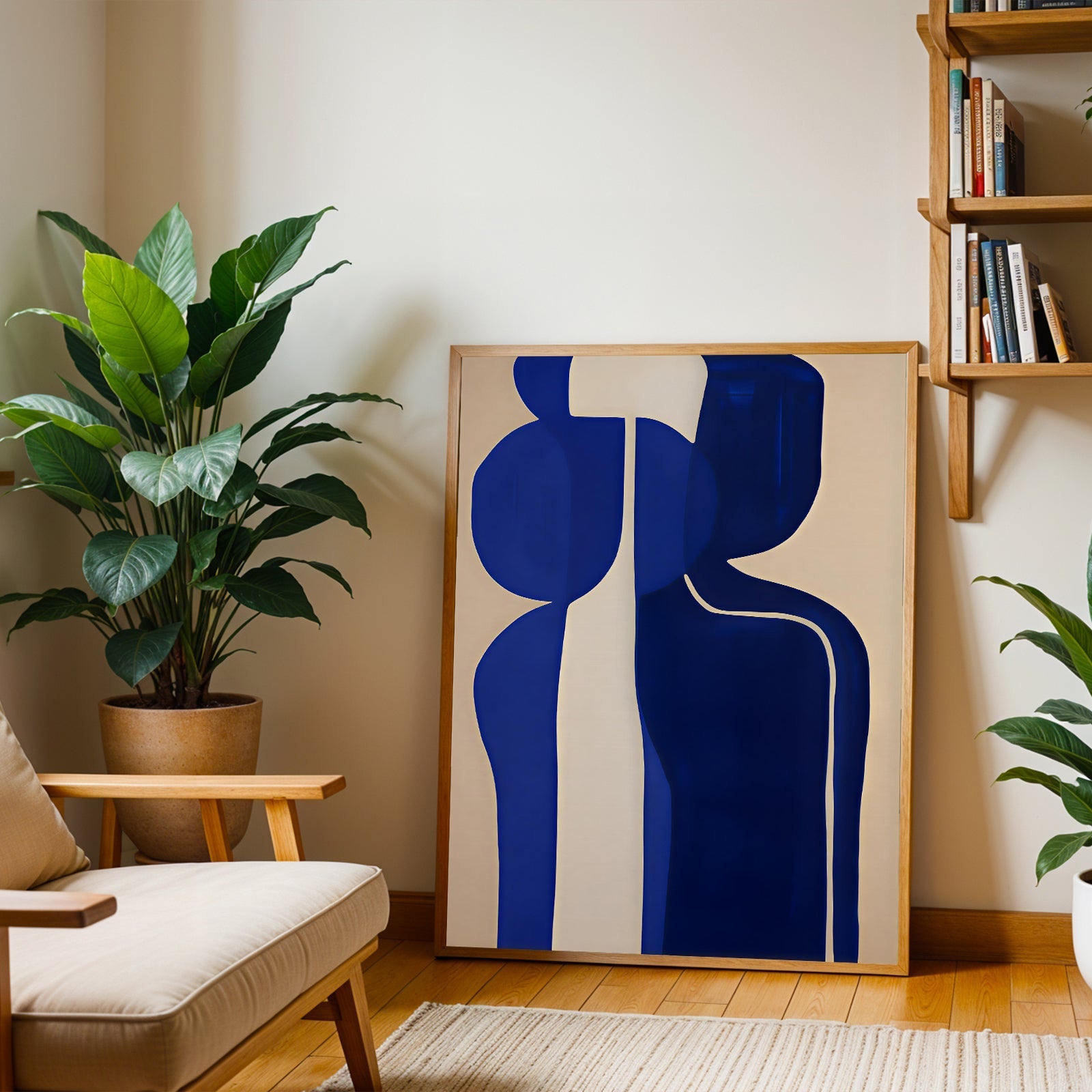 Minimalist blue abstract figure art print