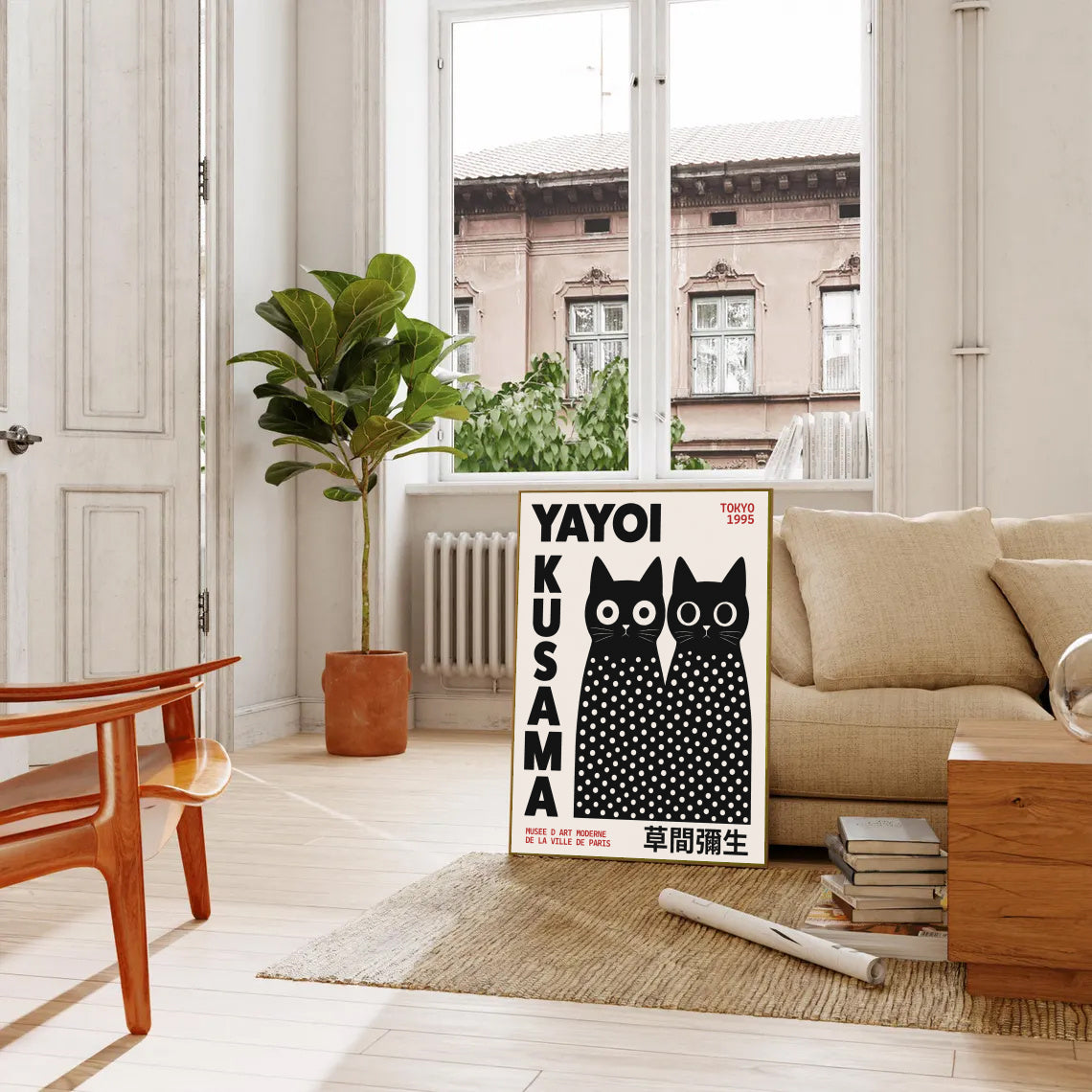 Yayoi Kusama Inspired Black Cat Poster
