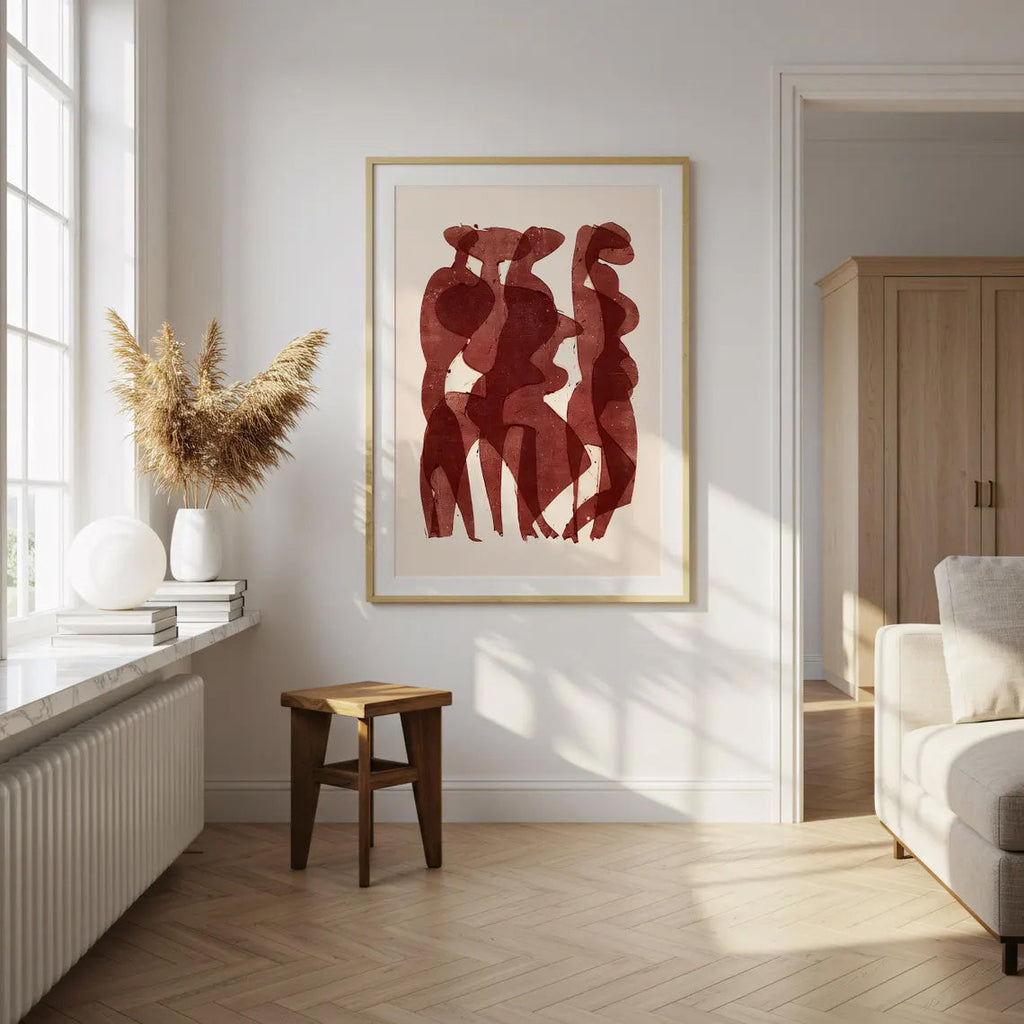 Red Tones Abstract Figurative Art Print