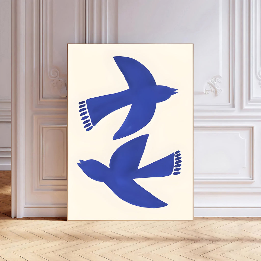 Minimalist Blue Bird Wall Art Print