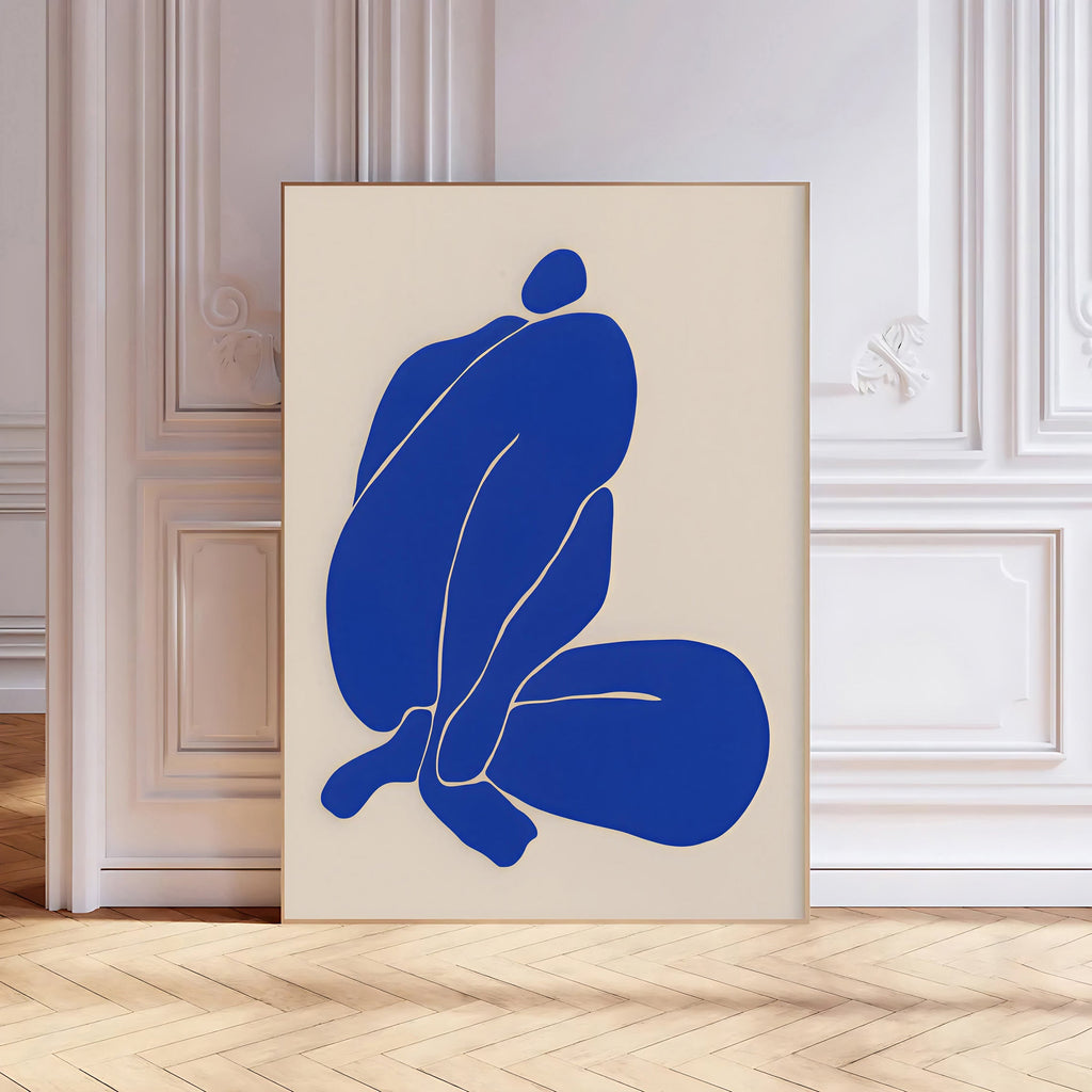 Blue Abstract Figure Wall Art Print