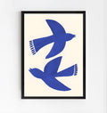 Minimalist Blue Bird Wall Art Print