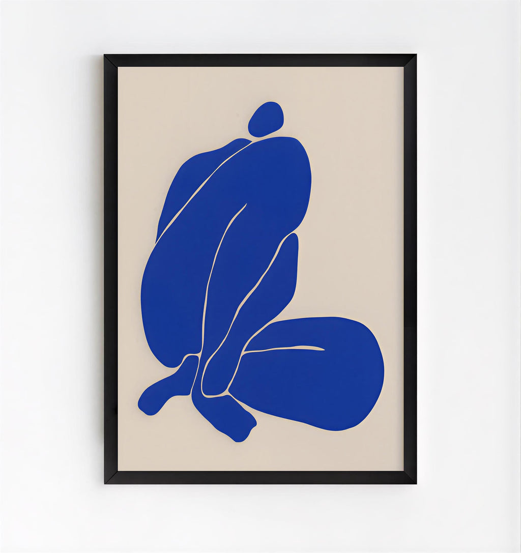 Blue Abstract Figure Wall Art Print