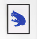 Minimalist blue cat wall art print