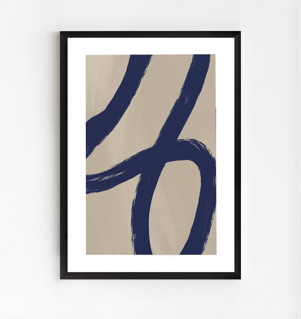 Minimalist abstract navy blue wall art print