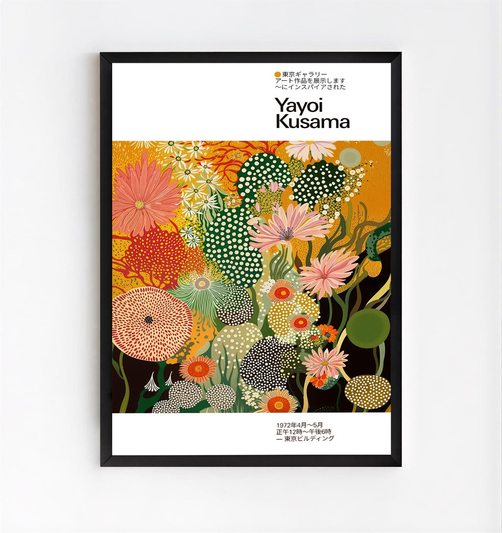 Yayoi kusama inspired floral polka dot poster print