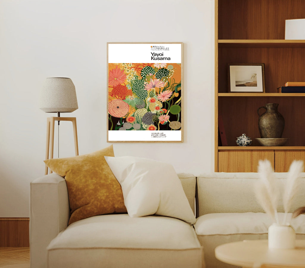 Yayoi kusama inspired floral polka dot poster print