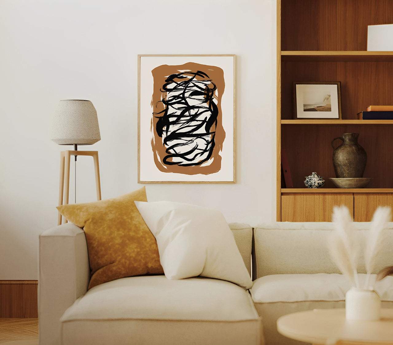 Black Abstract Brush Stroke Wall Art Print