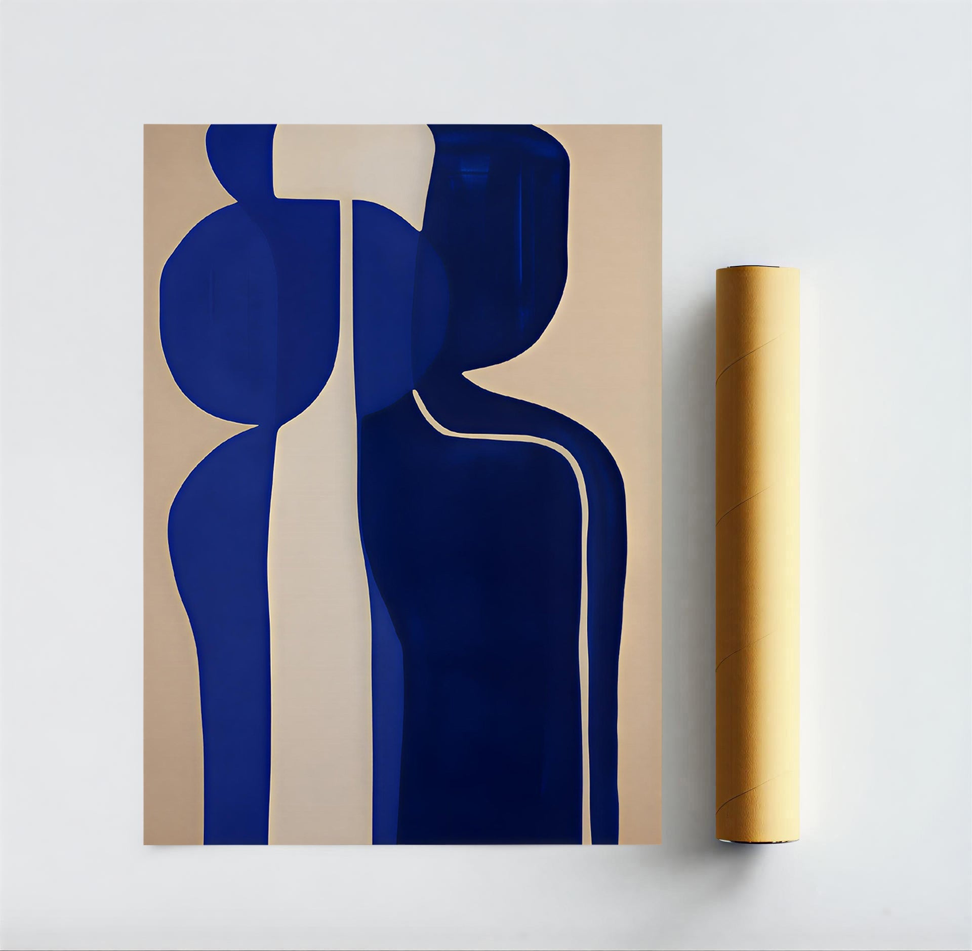 Minimalist blue abstract figure art print