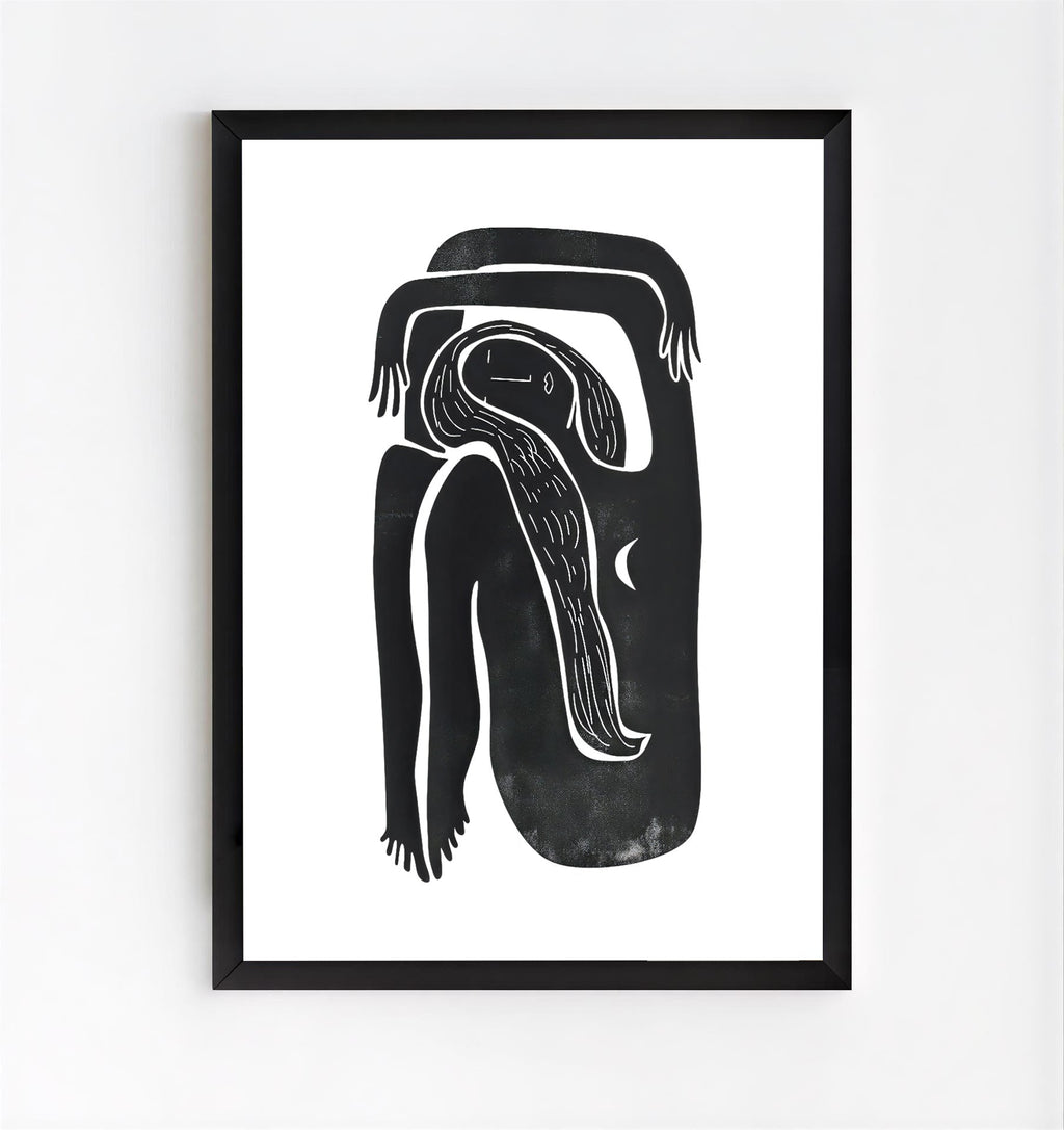 Abstract Minimalist Black Line Art Print