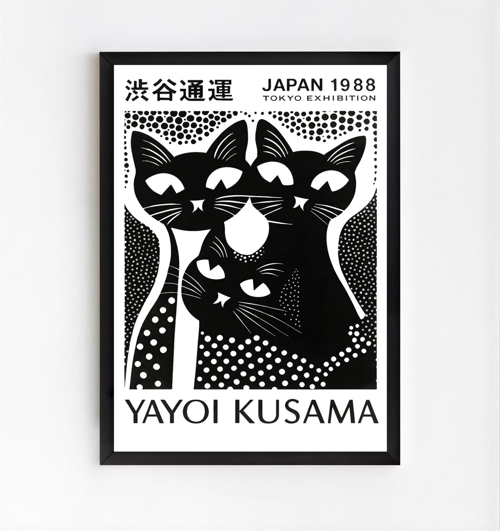 Black and white cat art print