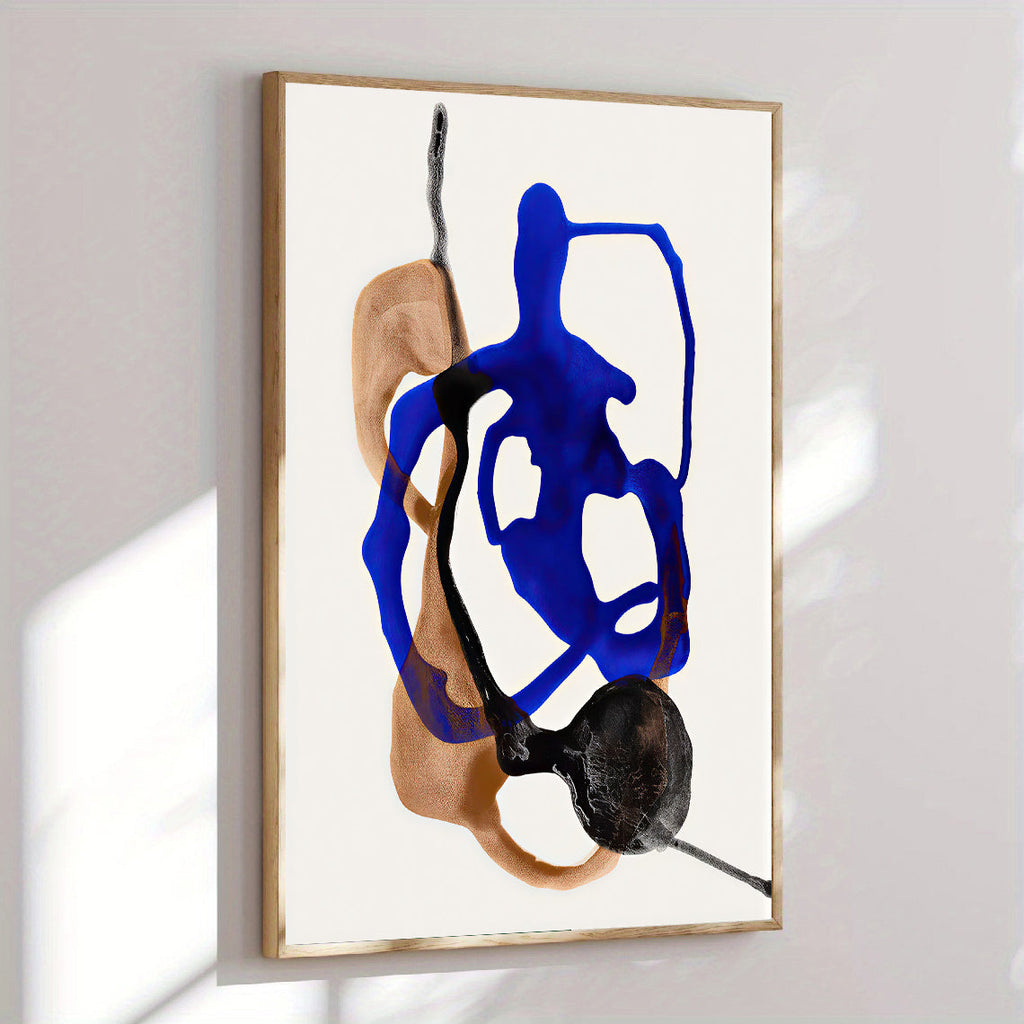 Modern abstract wall art print blue and neutral