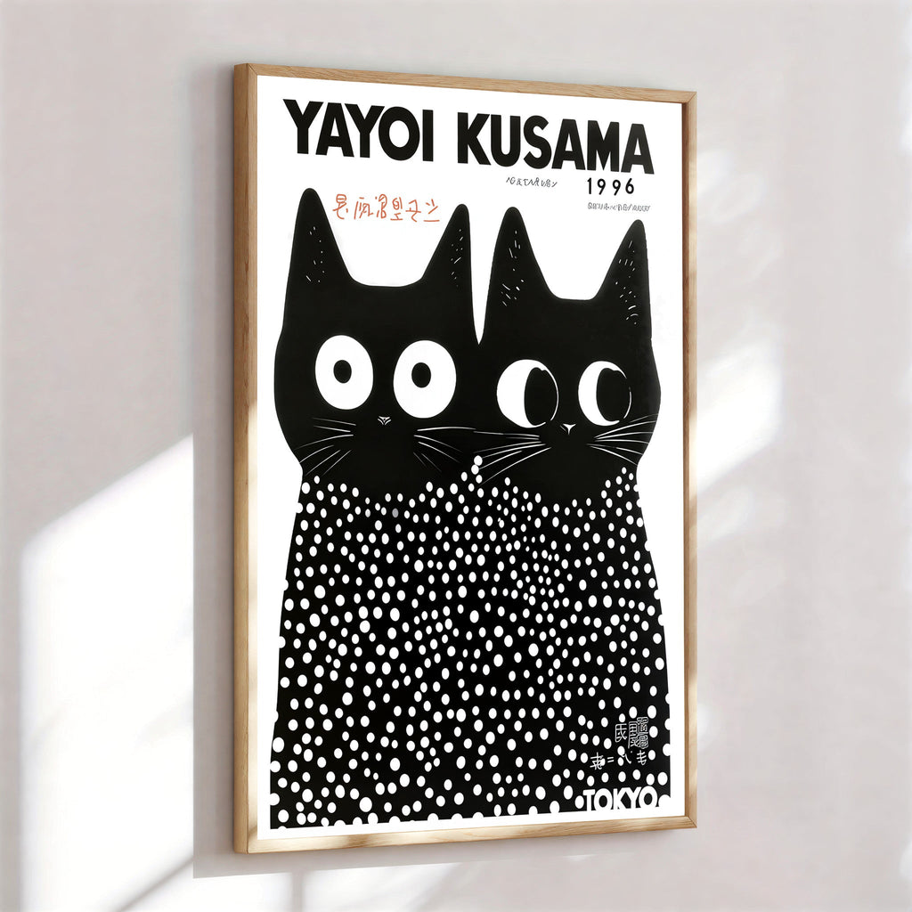 Yayoi Kusama Cat Print Poster (1996) – Polka Dot Art Wall Decor