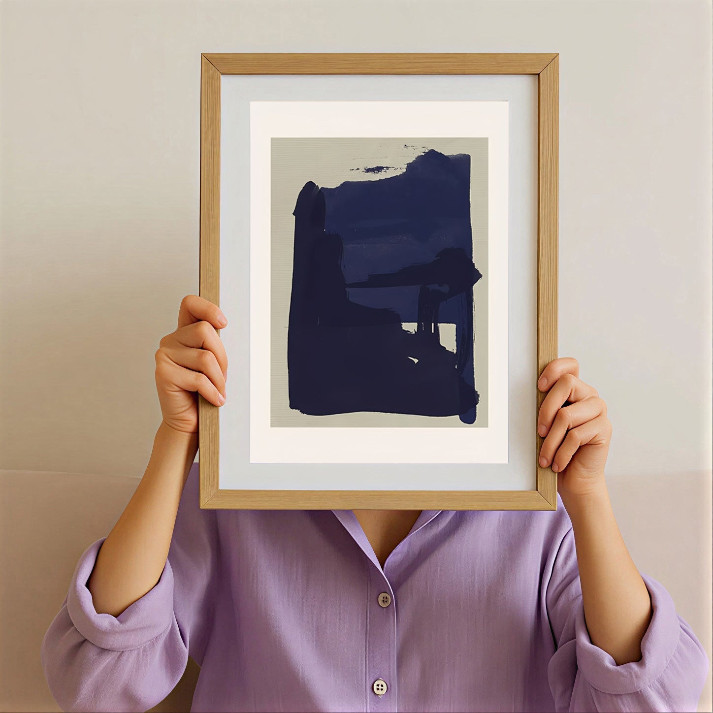 Minimalist Navy Blue Abstract Wall Art Print