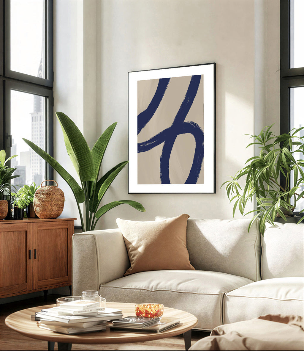 Minimalist abstract navy blue wall art print
